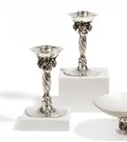 Georg Jensen, Paar Leuchter mit Traubenzier, Nach 1945, Silber