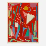 André Lanskoy, Red Composition, lithograph in colors on arches