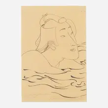Masami Teraoka, Study for Tokyo Ohuro Series/Tsukisuki, 1985, watercolor and graphite on paper