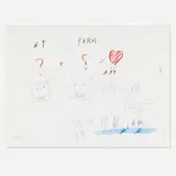 Nam June Paik, New York + Paris = Art, 1999, lithograph in colors on BFK Rives