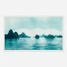 April Gornik, Halang Bay, 2004, etching in colors with linen pulp painting