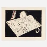 Mimmo Paladino, Untitled (Man with Table and Mask), 1982, lithograph in colors