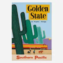H.L. (Scotty) Scott, Southern Pacific, Golden State poster, 1955, lithograph in colors