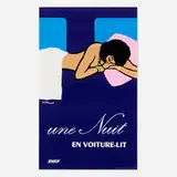 Bernard Villemot, Une nuit en voiture-lit, 1973, lithograph in colors