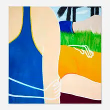 Hiejin Yoo, I don't know how to relax, 2018, Flashe and oil on canvas