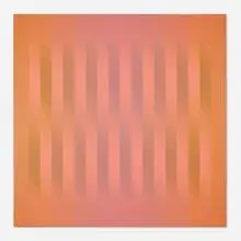 Warm Note by Julian Stanczak, 1985, oil on canvas, sold Mar 2025