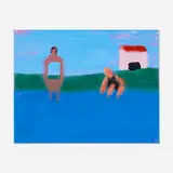 Katherine Bradford, Lake Swimmers by the Barn, 2023, acrylic on canvas