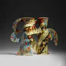 Betty Woodman, Kitamura Kimona vases (diptych), 1991, glazed earthenware