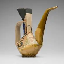 Ewer by John Gill, 1983, slab-built glazed stoneware, sold Feb 2025
