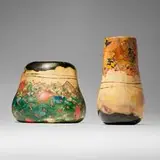 Bennett Bean, Vases, set of two, c. 1990, glazed, pit-fired, and painted stoneware