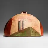 Lidya Buzio, Untitled (from the Cityscape series), 1982, earthenware painted with color oxide slips, burnished, fired, and waxed