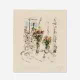 Couple aux deux bouquets by Marc Chagall, 1977, lithograph in colors on Arches, sold Mar 2023