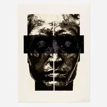 Robert Longo, Solid Vision, 1989, lithograph in colors with woodcut collage on Arches