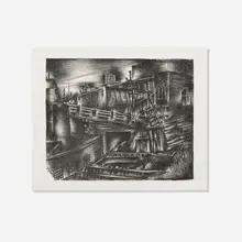 Jolán Gross-Bettelheim, Dilapidated Section (Manhattan), c. 1936, lithograph