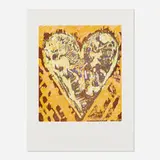 Heart for Film Forum by Jim Dine, 1993, woodcut in colors, sold Mar 2023