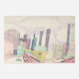 Wesley Willis, Night Time (N. Michigan Ave.), 1988, pen and felt marker on artboard