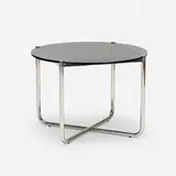 Model 259 table by Ludwig Mies van der Rohe, stainless steel, smoked glass, sold Oct 2021