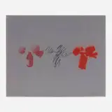 Michael Heizer, Bottle, Brush and Orange, 1978, offset lithograph, graphite, spray paint on zinc plate