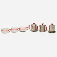 Richard Ginori, Tea set, c. 1935, glazed porcelain, aluminum, plastic