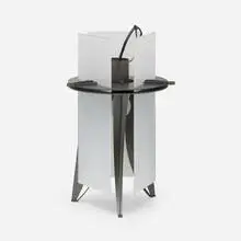 Filù table lamp, model 2896 by Umberto Riva, 1992, crude iron, cased glass, sold Oct 2021