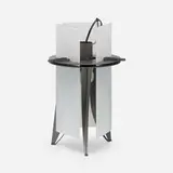 Umberto Riva, Filù table lamp, model 2896, 1992, crude iron, cased glass