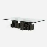 Coffee table, model PE-131 by Paul Evans, 1971, bronze resin over wood, glass, sold Oct 2021