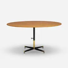 Ignazio Gardella, T5 adjustable table, 1949, enameled steel, brass, walnut
