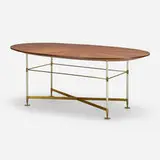 Attilio Colonnello, Unique dining table for Casa Rota, Milan, 1955, walnut veneer, brass, parchment