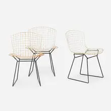 Dining chairs, set of three by Harry Bertoia, 1952, enameled steel, sold Sep 2021