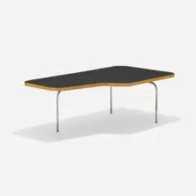 Coffee table, model 4696 by George Nelson & Associates, 1946, lacquered wood, zinc-plated steel, birch, sold Sep 2021