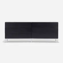 Florence Knoll, Double cabinet, lacquered wood, marble, chrome-plated steel