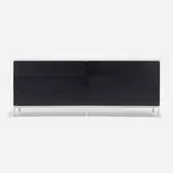 Florence Knoll, Double cabinet, lacquered wood, marble, chrome-plated steel
