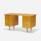 Paul McCobb, Planner Group desk, model 1561, 1953, maple, enameled brass