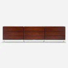 Cabinet by Florence Knoll, rosewood, chrome-plated steel, sold Sep 2021
