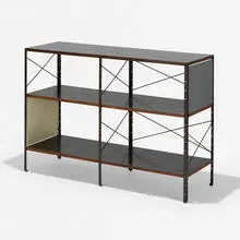 ESU 200-N by Charles and Ray Eames, 1950, birch plywood, zinc-plated steel, lacquered Masonite, lacquered birch, sold Sep 2021