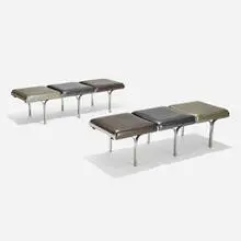 John Behringer, Link benches model 656, pair, 1961, aluminum, vinyl