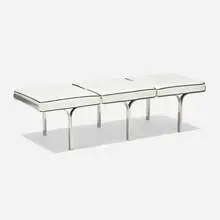 John Behringer, Link bench, 1961, aluminum, leather