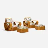Paul Theodore Frankl, Pair of lounge chairs model 203 and ottomans model 4036