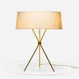 T. H. Robsjohn-Gibbings, Table lamp, model 170, c. 1955, brass, linen, enameled metal