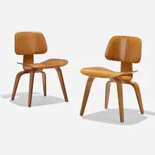 Charles and Ray Eames, DCWs, pair, 1945, birch plywood, rubber