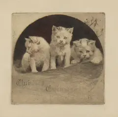 Untitled by Herbert Dicksee, a sprig of mistletoe top right original etching on paper, sold Dec 2021