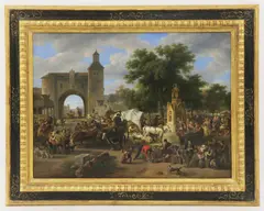 Jean-louis Demarne, Untitled, 1752-1829) A town square on market day oil on canvas 59 x 78 cm Provenance: Christie's