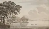 John Fisher, Untitled, pen and ink and watercolour 28 x 46.5cm
