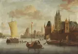 Abraham Storck, Untitled, 1644-1708) 'On the Rhine near Arnhem' oil on canvas 62 x 86cm