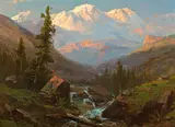 Regis Francois Gignoux, View of the Alps, oil on canvas