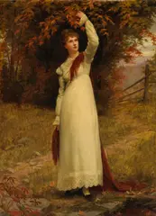 Jennie Brownscombe, Autumn foliage, oil on canvas
