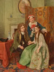 Thomas Prichard Rossiter, A visit from the doctor, oil on canvas