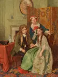 Thomas Prichard Rossiter, A visit from the doctor, oil on canvas
