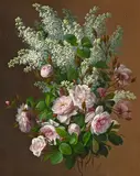 Raoul Maucherat de Longpré, Still life with roses and lilacs, watercolor and gouache on paper