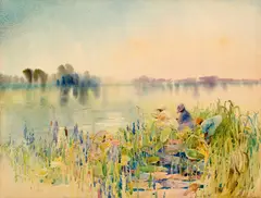 Alice Ravenel Huger Smith, Gone fishing, watercolor on board